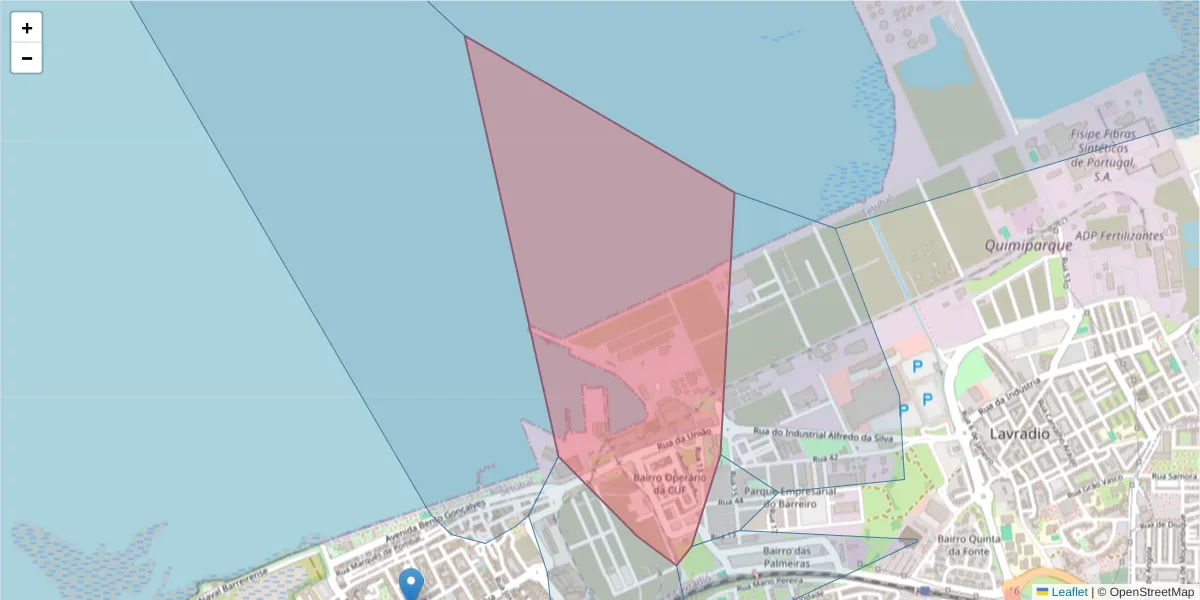 Mapa detalhado do código postal 2830-137 com limites, códigos postais vizinhos e agências dos correios