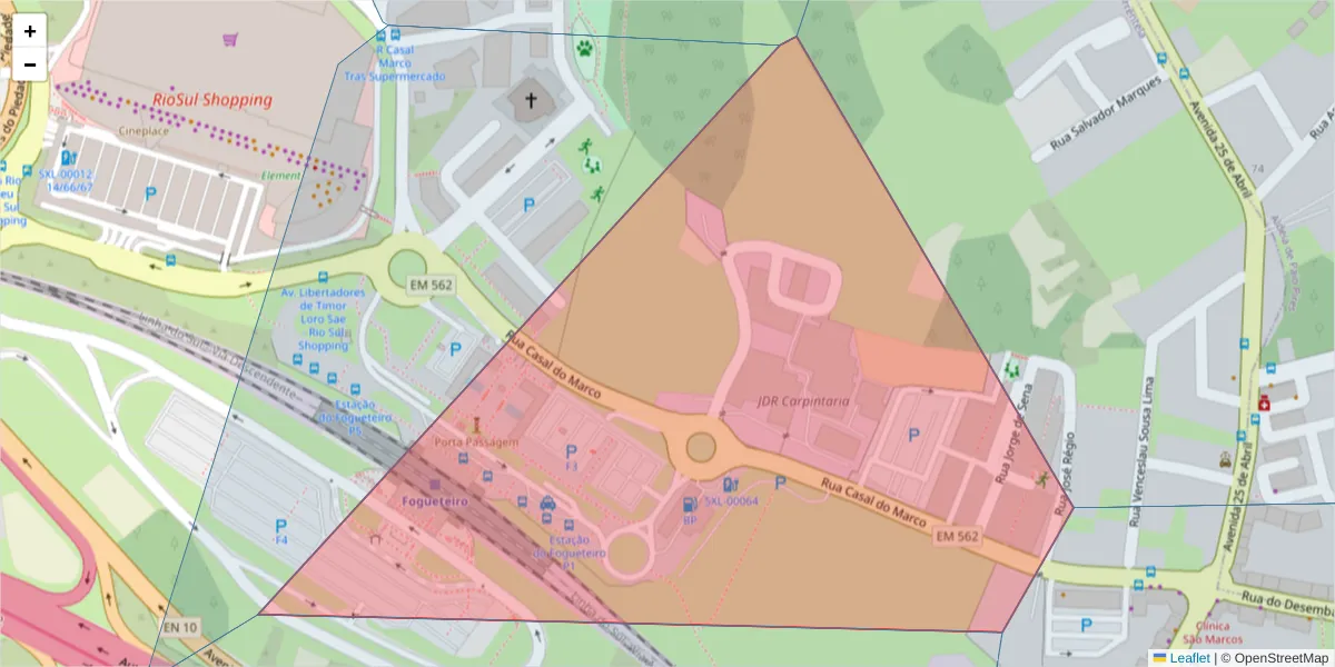 Mapa detalhado do código postal 2840-432 com limites, códigos postais vizinhos e agências dos correios