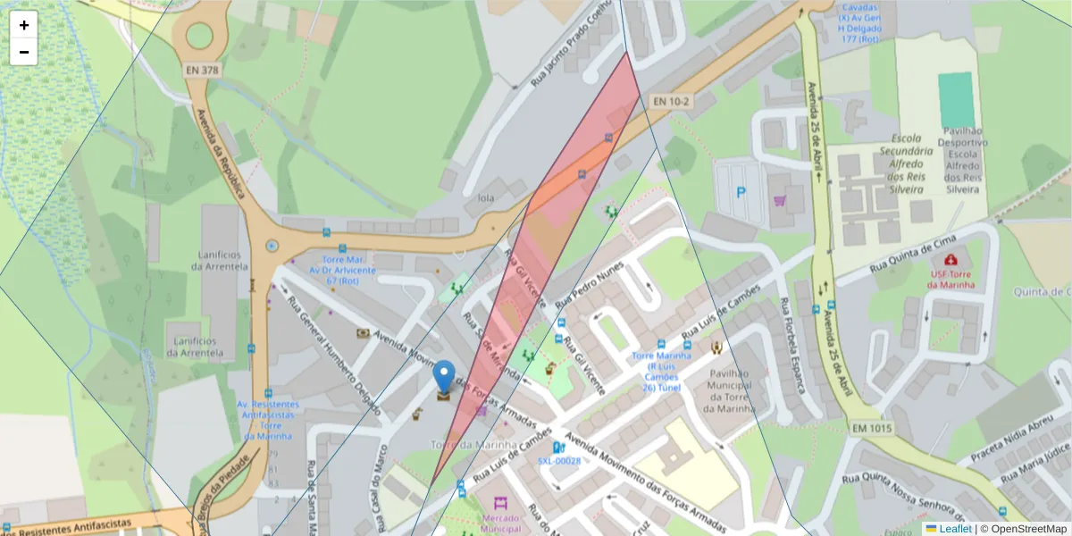 Mapa detalhado do código postal 2840-433 com limites, códigos postais vizinhos e agências dos correios