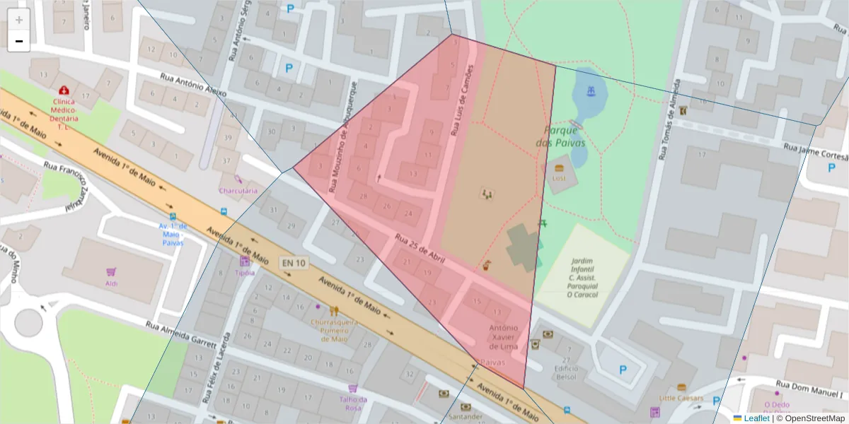 Mapa detalhado do código postal 2845-389 Amora com limites, códigos postais vizinhos e agências dos correios