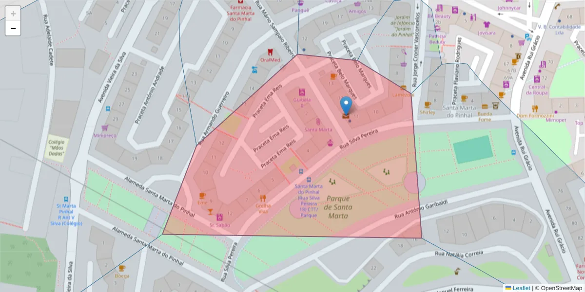 Mapa detalhado do código postal 2855-998 com limites, códigos postais vizinhos e agências dos correios