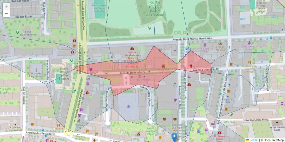Mapa detalhado do código postal 2870-155 com limites, códigos postais vizinhos e agências dos correios