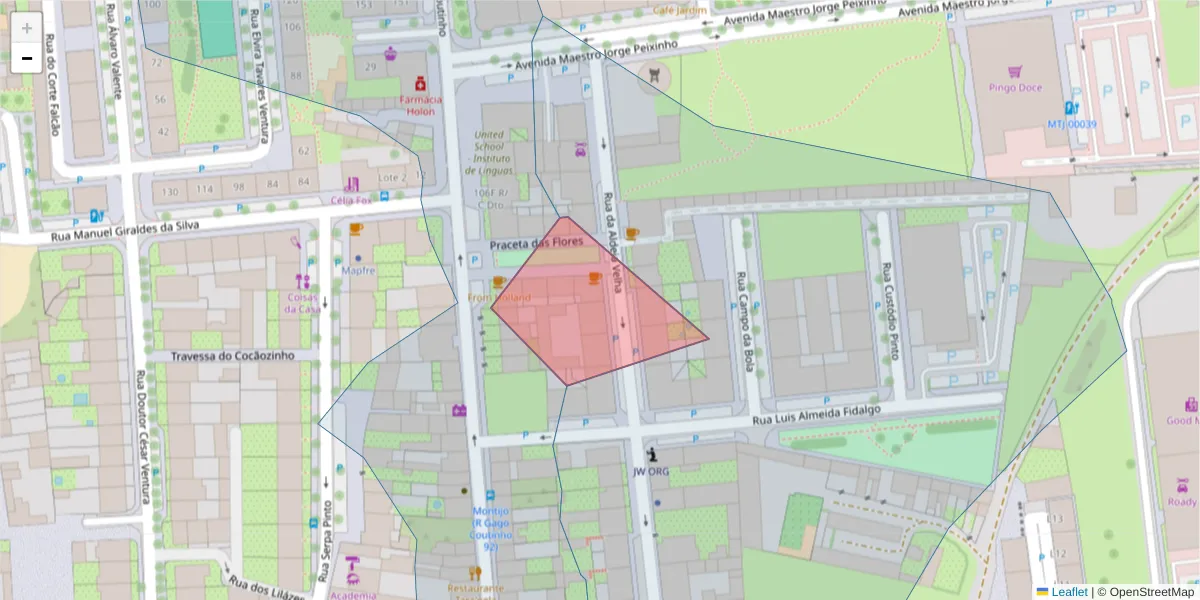Mapa detalhado do código postal 2870-243 com limites, códigos postais vizinhos e agências dos correios