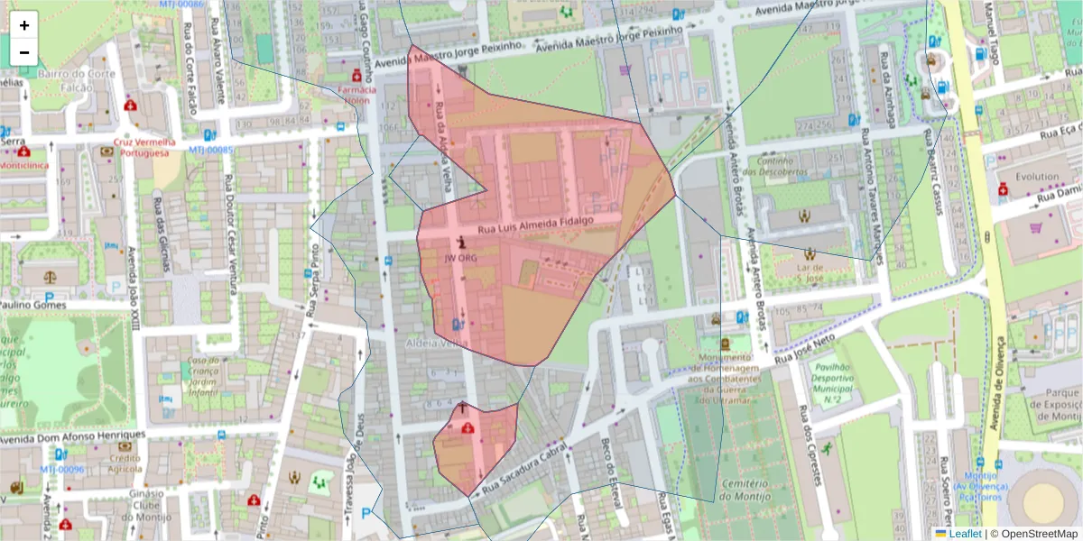 Mapa detalhado do código postal 2870-267 com limites, códigos postais vizinhos e agências dos correios