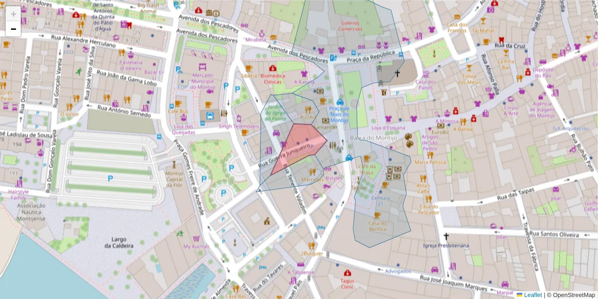 Mapa detalhado do código postal 2870-333 com limites, códigos postais vizinhos e agências dos correios