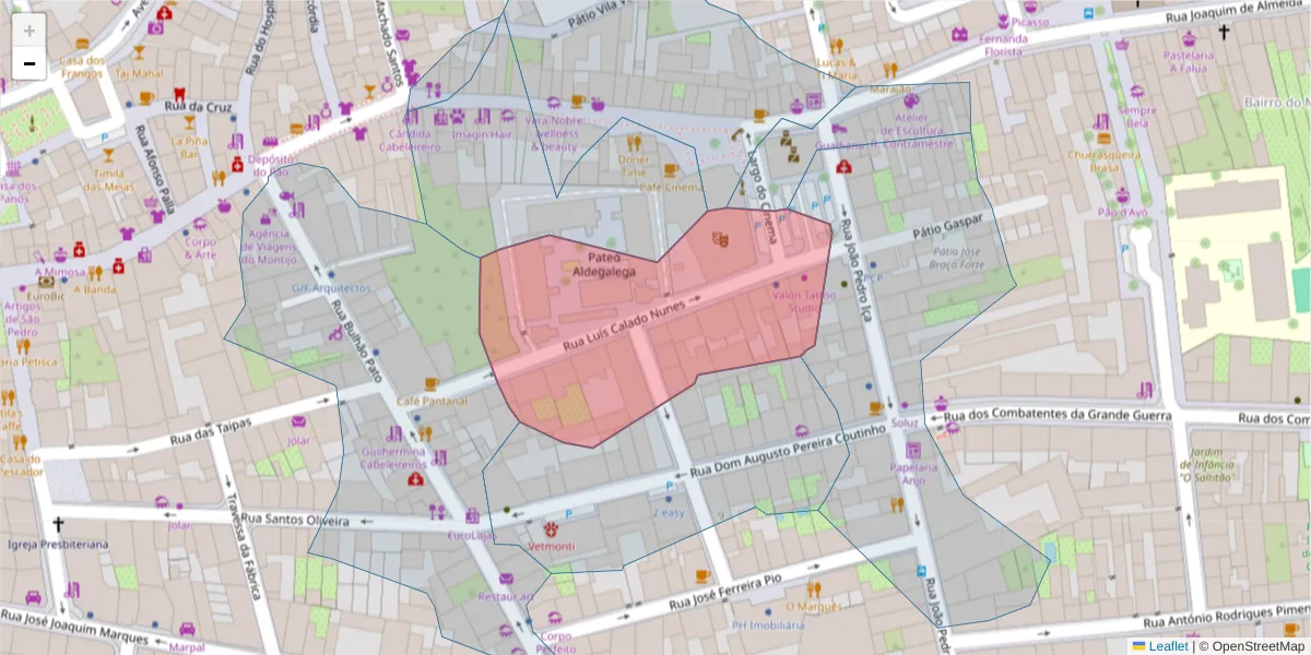 Mapa detalhado do código postal 2870-350 com limites, códigos postais vizinhos e agências dos correios