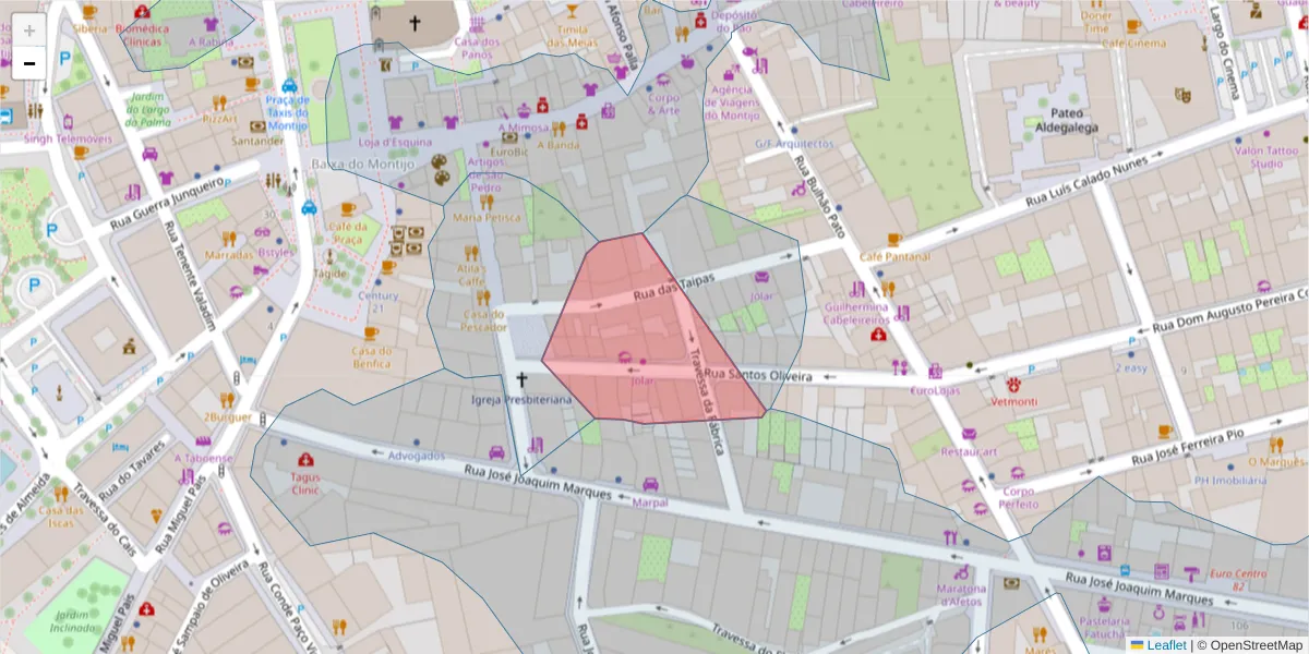 Mapa detalhado do código postal 2870-362 com limites, códigos postais vizinhos e agências dos correios