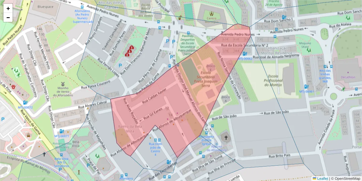 Mapa detalhado do código postal 2870-862 com limites, códigos postais vizinhos e agências dos correios