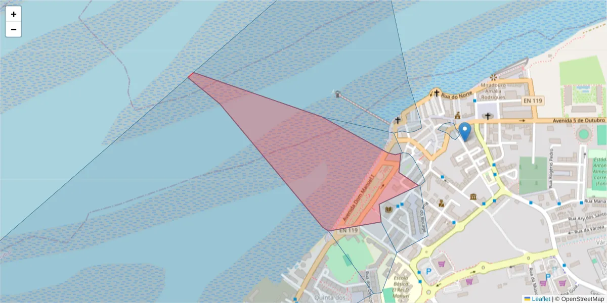 Mapa detalhado do código postal 2890-029 com limites, códigos postais vizinhos e agências dos correios