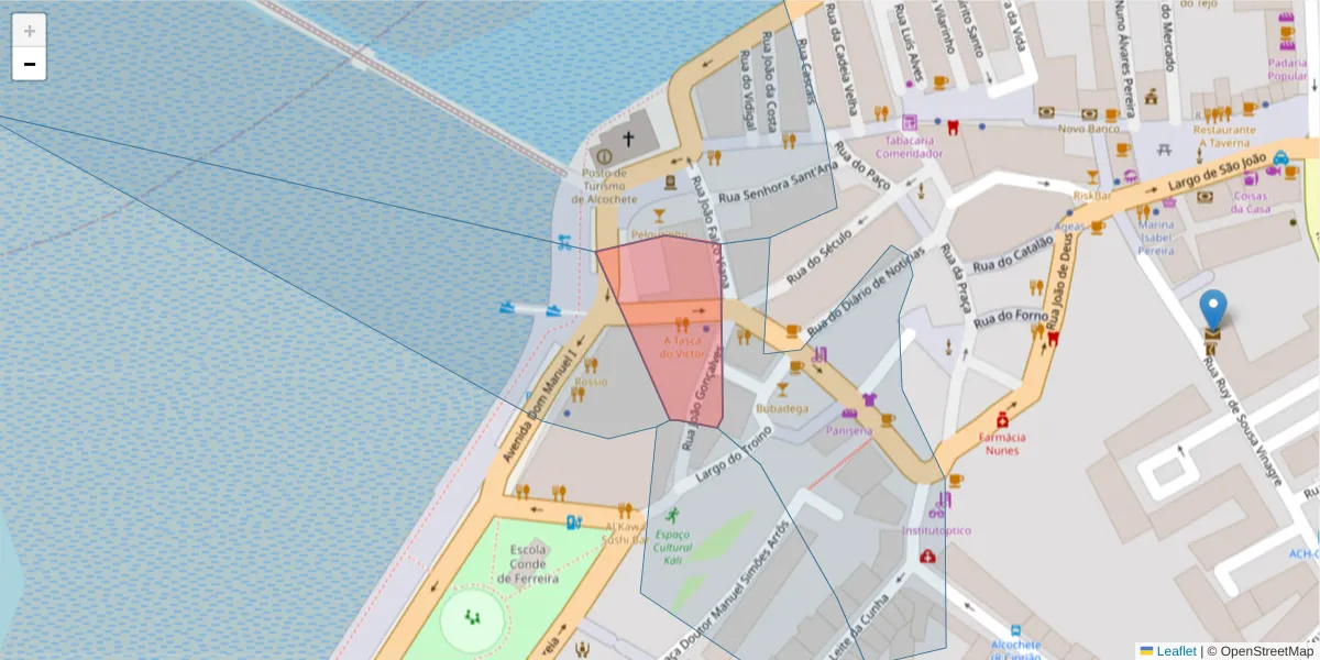 Mapa detalhado do código postal 2890-180 com limites, códigos postais vizinhos e agências dos correios