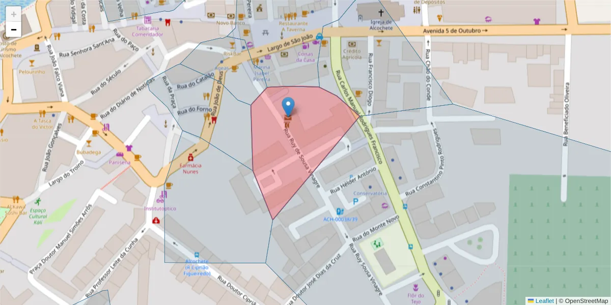 Mapa detalhado do código postal 2890-999 com limites, códigos postais vizinhos e agências dos correios