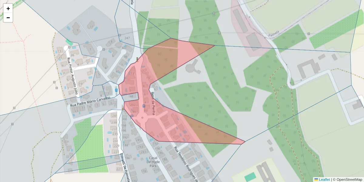 Mapa detalhado do código postal 2900-004 com limites, códigos postais vizinhos e agências dos correios