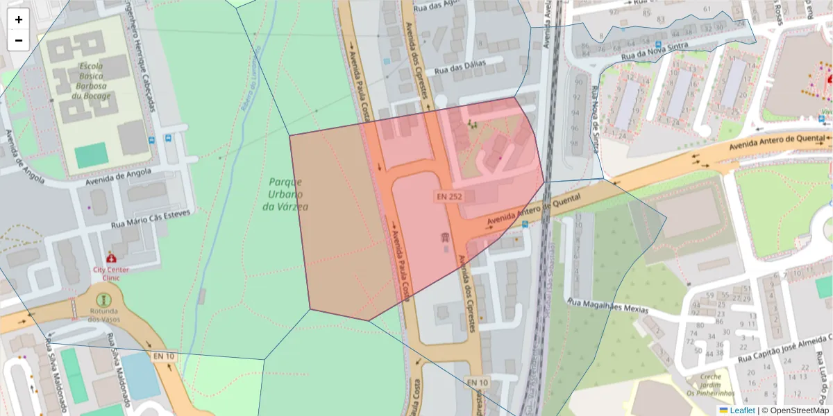 Mapa detalhado do código postal 2900-038 com limites, códigos postais vizinhos e agências dos correios