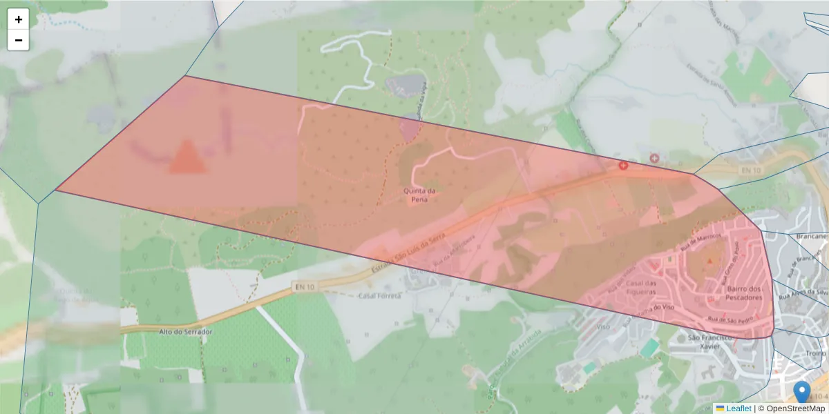 Mapa detalhado do código postal 2900-264 com limites, códigos postais vizinhos e agências dos correios