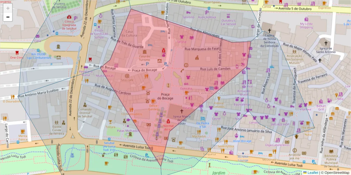 Mapa detalhado do código postal 2900-276 com limites, códigos postais vizinhos e agências dos correios