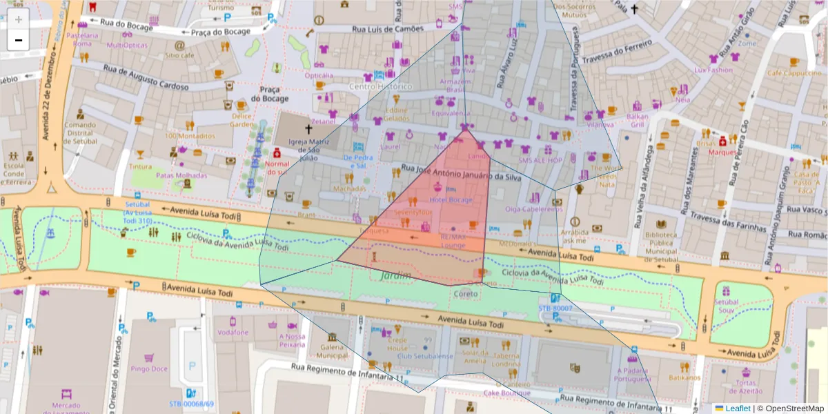 Mapa detalhado do código postal 2900-452 com limites, códigos postais vizinhos e agências dos correios