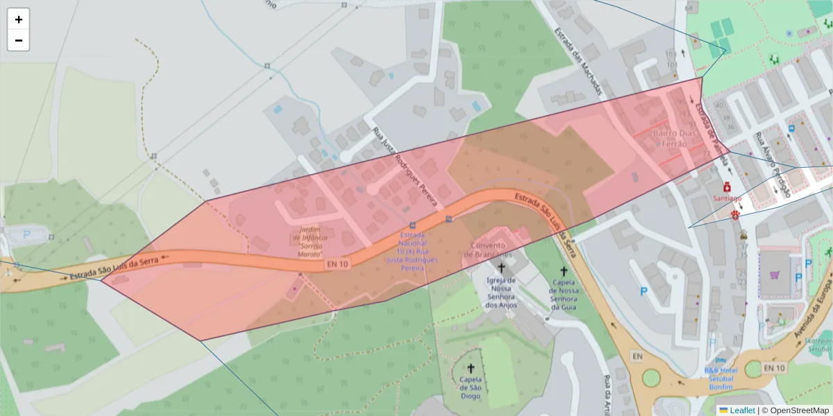 Mapa detalhado do código postal 2900-535 com limites, códigos postais vizinhos e agências dos correios
