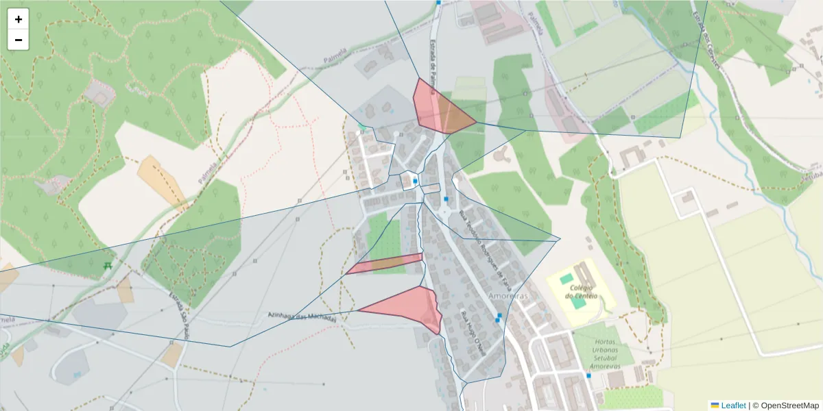 Mapa detalhado do código postal 2900-537 com limites, códigos postais vizinhos e agências dos correios