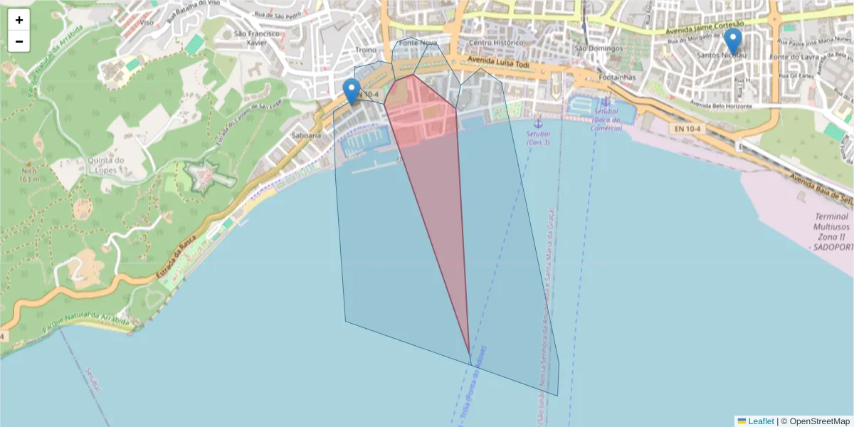 Mapa detalhado do código postal 2900-650 com limites, códigos postais vizinhos e agências dos correios