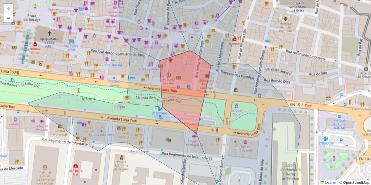 Mapa detalhado do código postal 2900-660 com limites, códigos postais vizinhos e agências dos correios