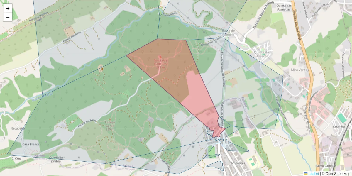 Mapa detalhado do código postal 2900-758 com limites, códigos postais vizinhos e agências dos correios