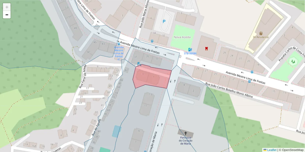 Mapa detalhado do código postal 2910-008 com limites, códigos postais vizinhos e agências dos correios