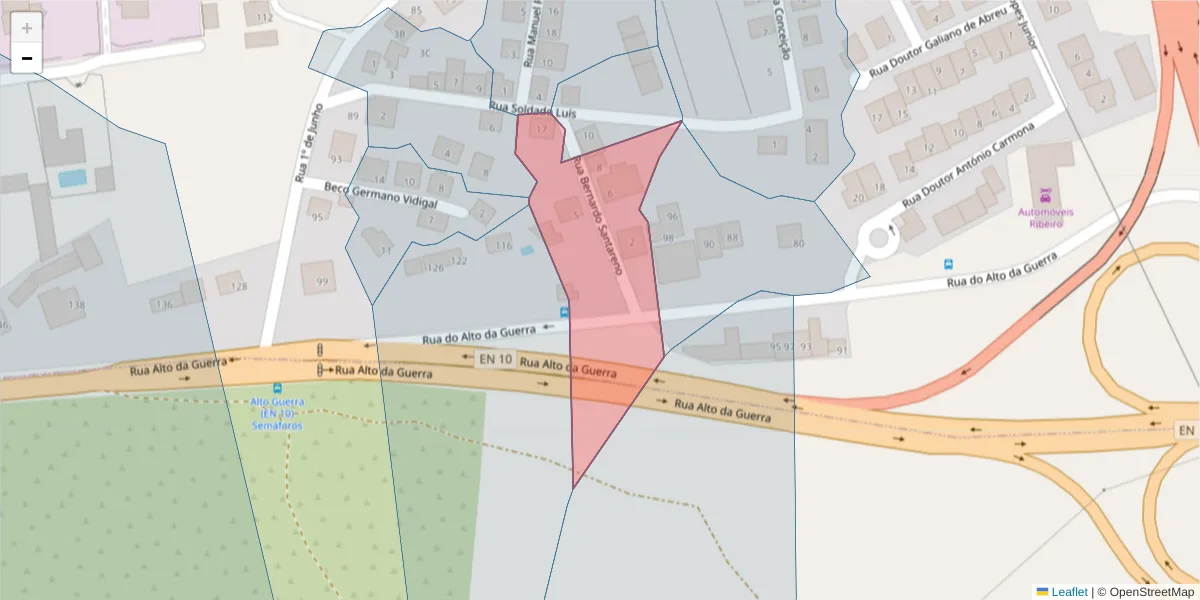 Mapa detalhado do código postal 2910-015 com limites, códigos postais vizinhos e agências dos correios