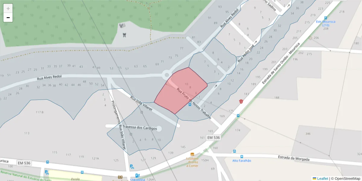 Mapa detalhado do código postal 2910-157 com limites, códigos postais vizinhos e agências dos correios