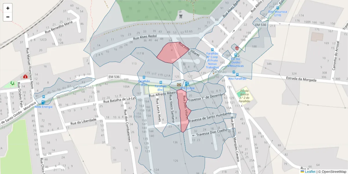 Mapa detalhado do código postal 2910-161 com limites, códigos postais vizinhos e agências dos correios