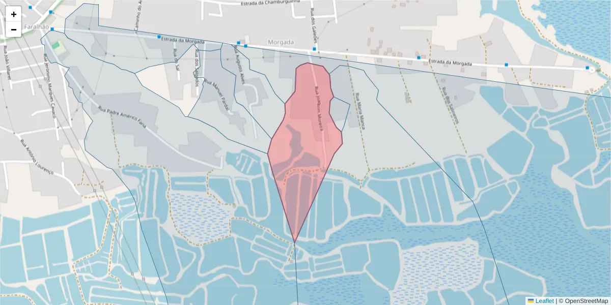 Mapa detalhado do código postal 2910-162 com limites, códigos postais vizinhos e agências dos correios