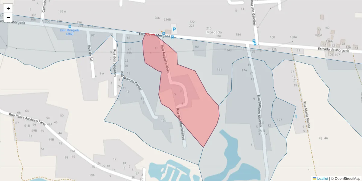 Mapa detalhado do código postal 2910-168 com limites, códigos postais vizinhos e agências dos correios
