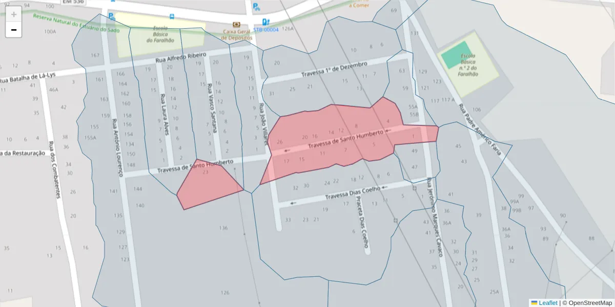 Mapa detalhado do código postal 2910-178 com limites, códigos postais vizinhos e agências dos correios