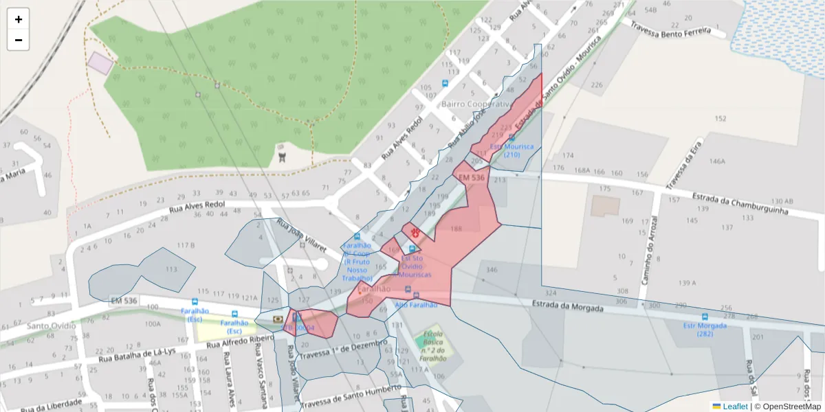 Mapa detalhado do código postal 2910-184 com limites, códigos postais vizinhos e agências dos correios