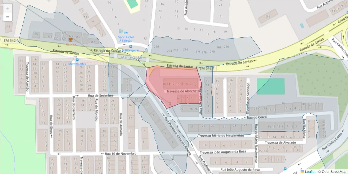Mapa detalhado do código postal 2910-226 com limites, códigos postais vizinhos e agências dos correios