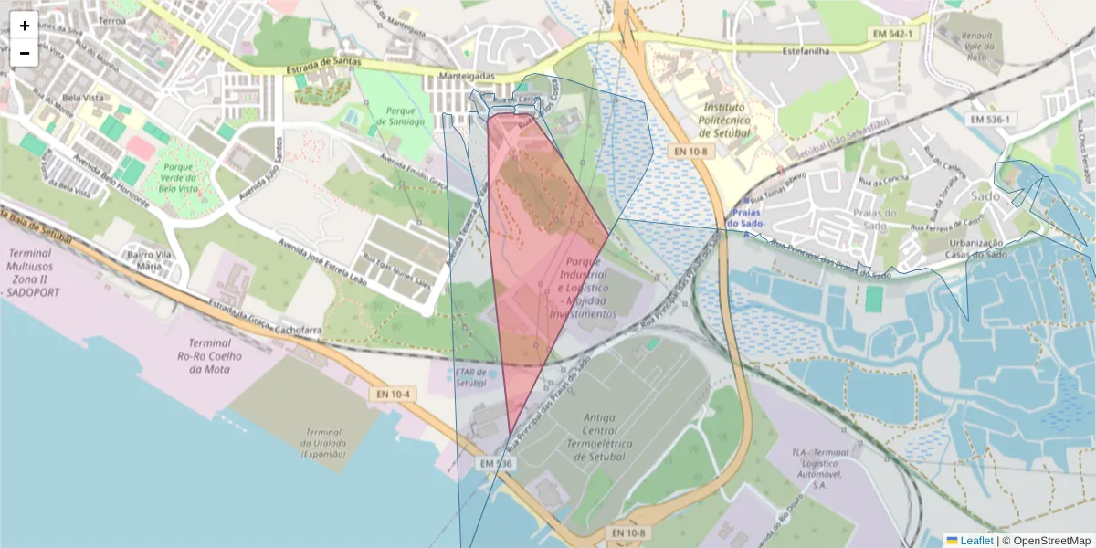Mapa detalhado do código postal 2910-239 com limites, códigos postais vizinhos e agências dos correios