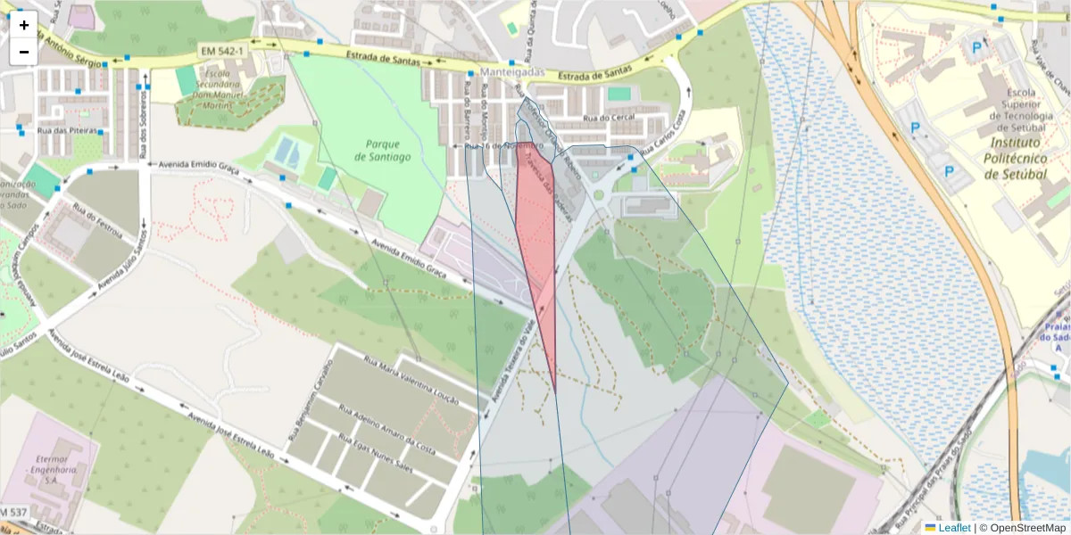 Mapa detalhado do código postal 2910-249 com limites, códigos postais vizinhos e agências dos correios