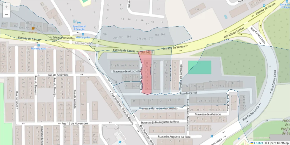 Mapa detalhado do código postal 2910-269 com limites, códigos postais vizinhos e agências dos correios