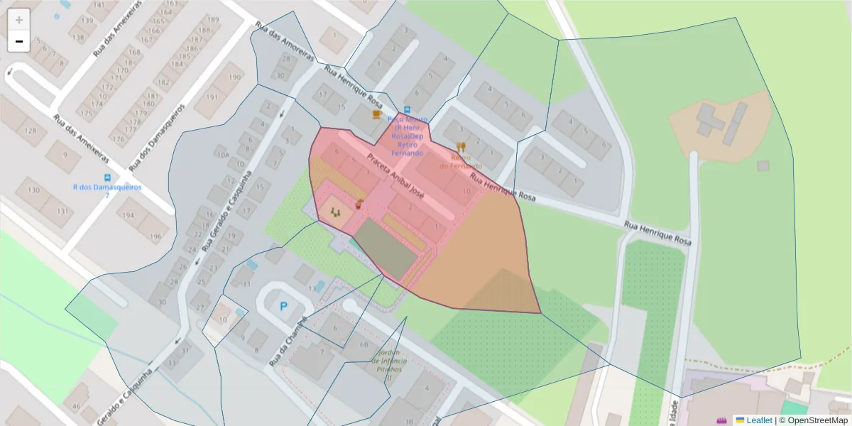 Mapa detalhado do código postal 2910-290 com limites, códigos postais vizinhos e agências dos correios