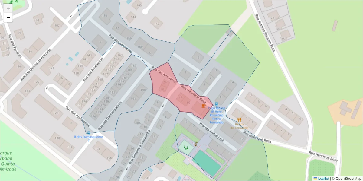 Mapa detalhado do código postal 2910-293 com limites, códigos postais vizinhos e agências dos correios