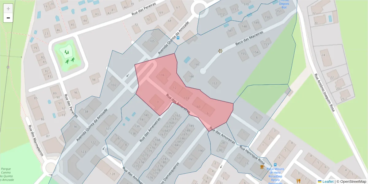 Mapa detalhado do código postal 2910-306 com limites, códigos postais vizinhos e agências dos correios