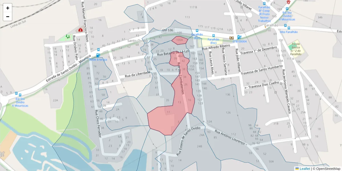 Mapa detalhado do código postal 2910-361 com limites, códigos postais vizinhos e agências dos correios