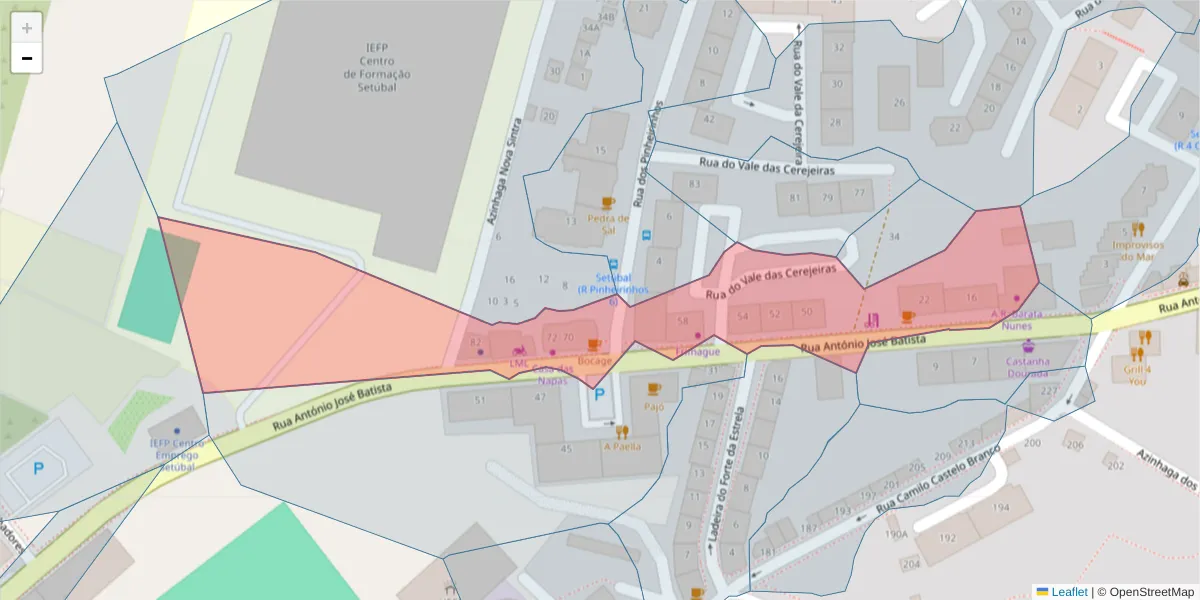Mapa detalhado do código postal 2910-397 com limites, códigos postais vizinhos e agências dos correios