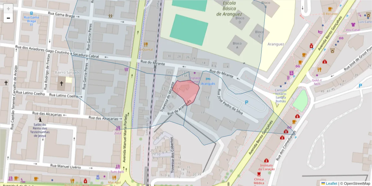 Mapa detalhado do código postal 2910-406 com limites, códigos postais vizinhos e agências dos correios