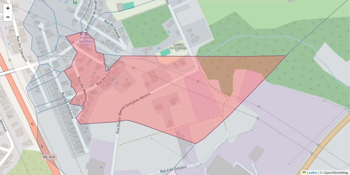 Mapa detalhado do código postal 2910-412 com limites, códigos postais vizinhos e agências dos correios