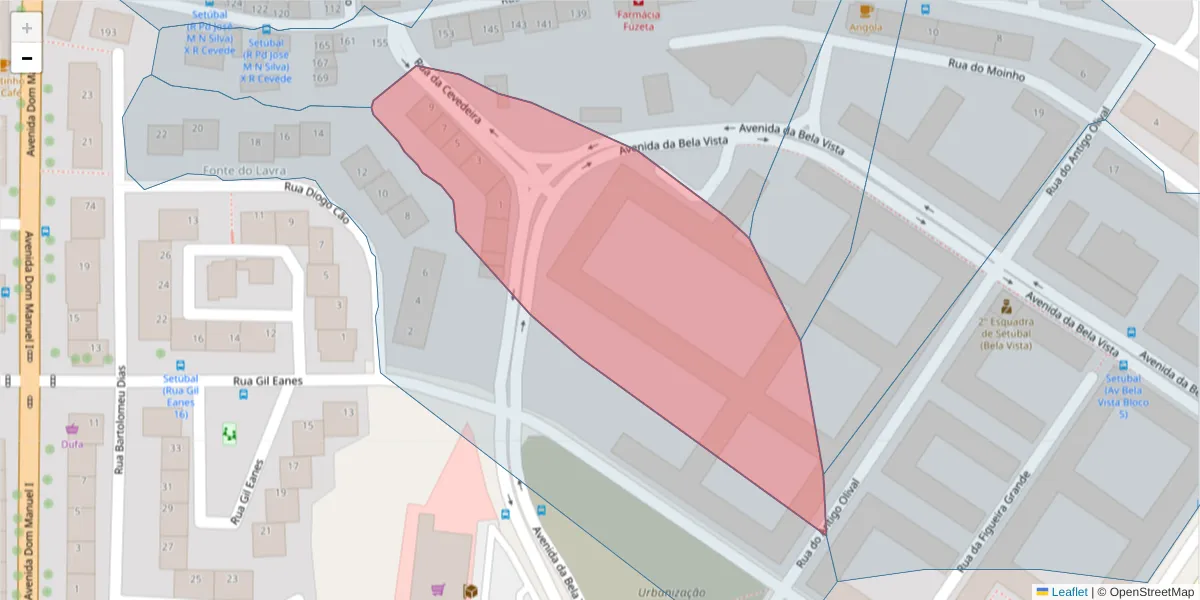 Mapa detalhado do código postal 2910-461 com limites, códigos postais vizinhos e agências dos correios