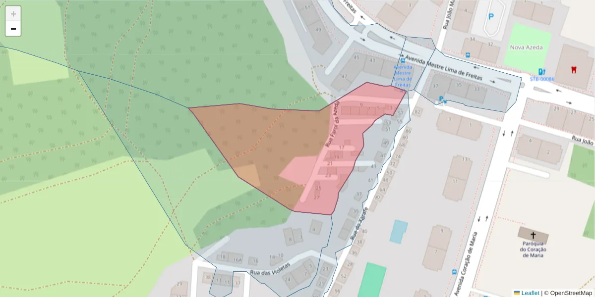 Mapa detalhado do código postal 2910-490 com limites, códigos postais vizinhos e agências dos correios