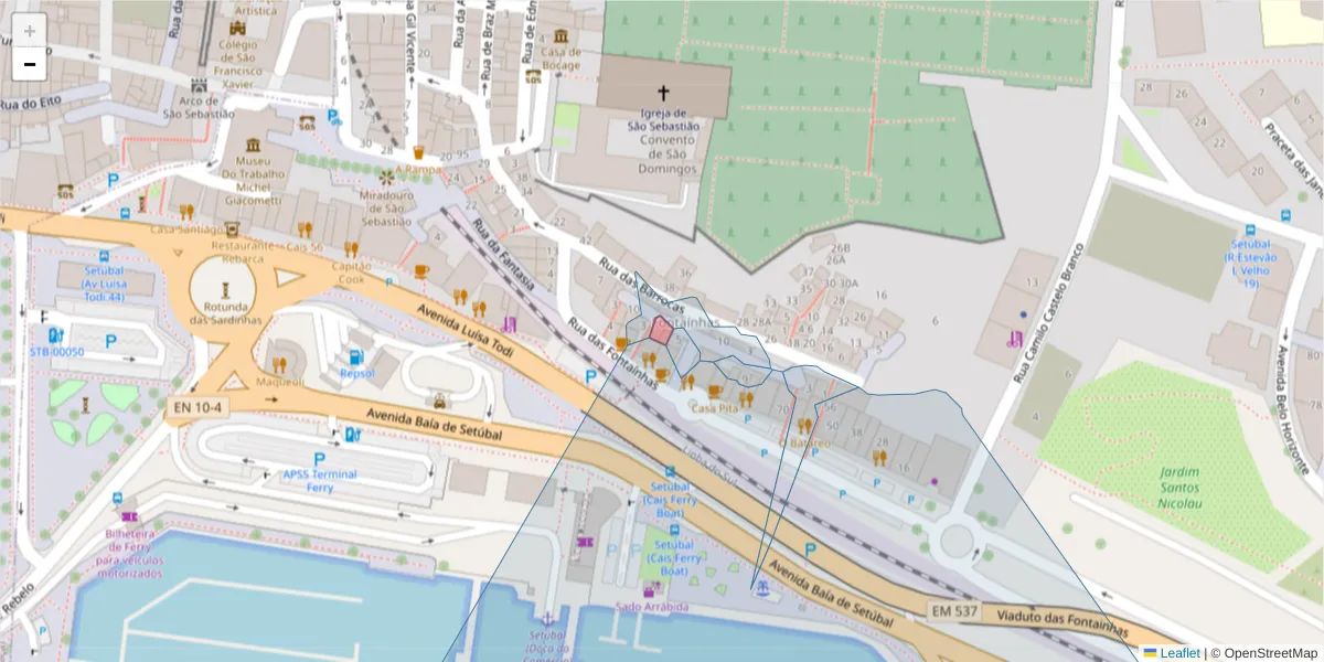 Mapa detalhado do código postal 2910-683 com limites, códigos postais vizinhos e agências dos correios