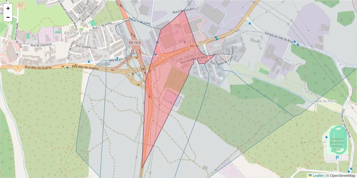 Mapa detalhado do código postal 2910-833 com limites, códigos postais vizinhos e agências dos correios