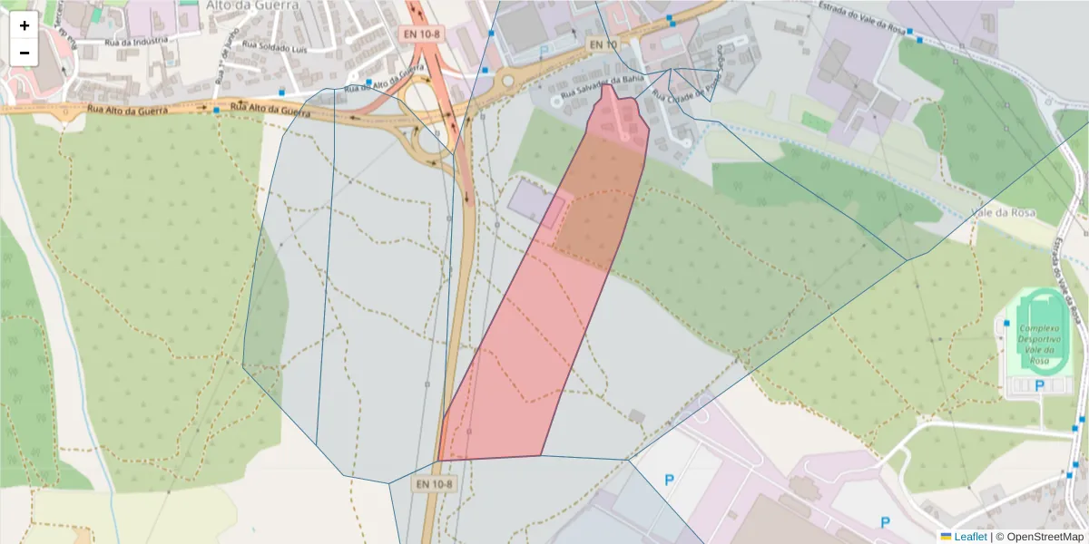 Mapa detalhado do código postal 2910-834 com limites, códigos postais vizinhos e agências dos correios