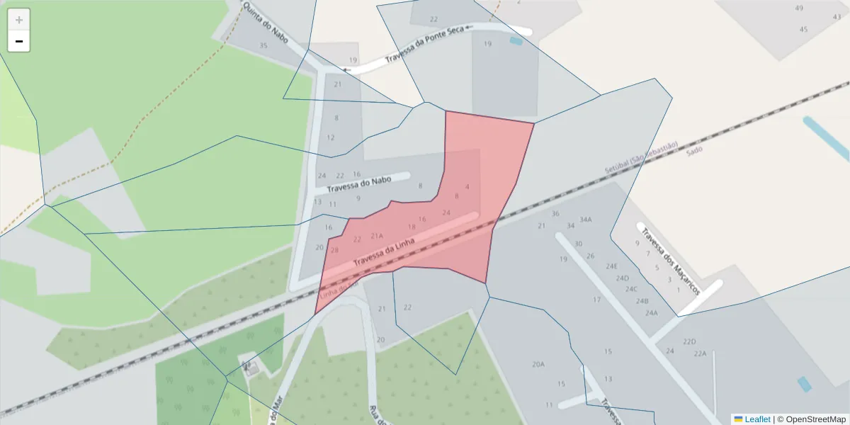 Mapa detalhado do código postal 2910-841 com limites, códigos postais vizinhos e agências dos correios